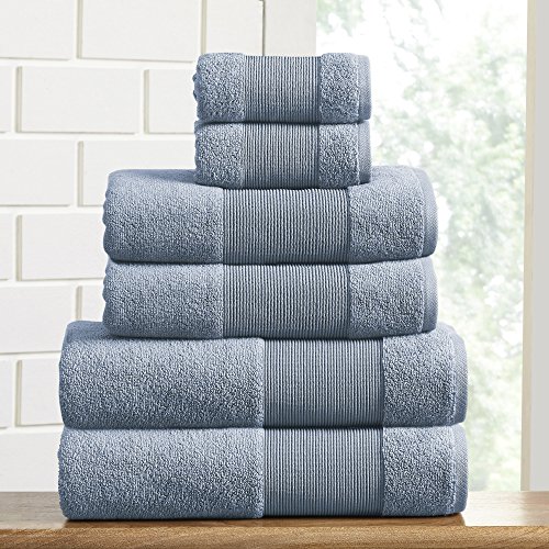 Modern Threads Air Cloud 6-teiliges Handtuch-Set, 100% Baumwolle, 500 g/m², schnell trocknend und Plüsch, Blau von Modern Threads
