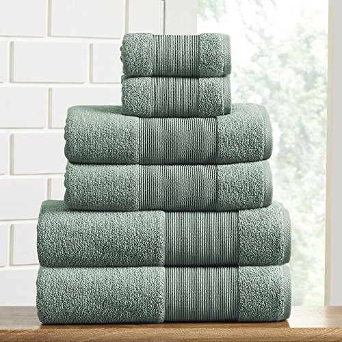 Modern Threads Amrapur Overseas 5ACTL6PE-EUL-ST Air Cloud Handtuch-Set, 100% gekämmte Baumwolle, 6-teilig, Eukalyptus von Modern Threads
