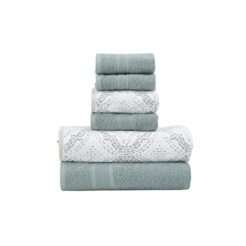 Modern Threads Capri 6-teiliges wendbares Jacquard-Handtuch-Set – Badetücher, Handtücher und Waschlappen – super saugfähig und schnell trocknend – 100% gekämmte Baumwolle, Efeu von Modern Threads