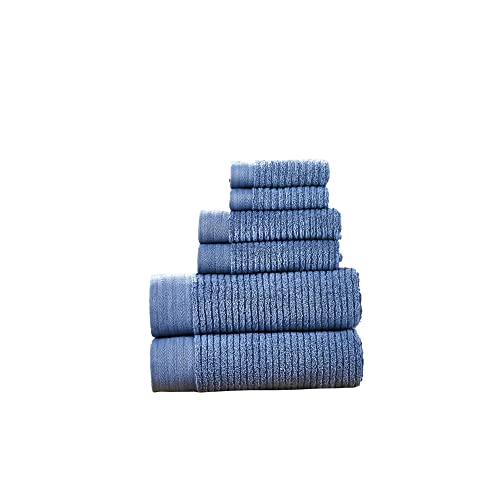 Modern Threads Soft Rib Quick Dry 6-teiliges Set, 2 Badetücher, 2 Handtücher, 2 Waschlappen, Denim von Modern Threads