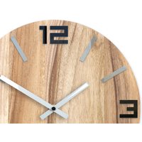 33cm/13" Große Wanduhr - 100% Nussbaum Holz Uhr Premium Unikat Stille von ModernClock