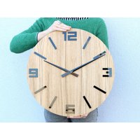 Große Holz Uhr 19" Zoll, Personalisierte Bauernhaus Rustikale Wanduhr von ModernClock