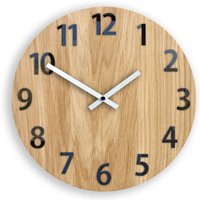 Große Wanduhr, Amadeus Holz Wanduhr Mit Schwarzen Zahlen, Eiche Uhr 33, 5cm/ 13, 19" Modernclock." von ModernClock