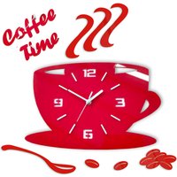 Große Wanduhr, Moderne Uhr, Küchenuhr, Rot, Coffe Time 3D von ModernClock