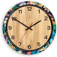 Große Wanduhr Blumen Mit Rahmen, Stille Holz Uhr Zahlen., Moderne 33, 5cm/13, 19" von ModernClock