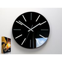 Große Wanduhr Modus, Silent Black Uhr 30cm/11, 81" Moderne Mit Weissen Indeks von ModernClock