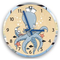 Kinder Wanduhr - Marine Uhr Personalizen Name, Oktopus , Große Kinderuhr Kinderzimmer Wandkunst Rahmenspiegel von ModernClock