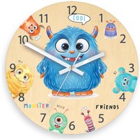 Kinder Wanduhr - Monster Friends Uhr, Personalizen Name, Holzuhr, Große Kinderuhr Kinderzimmer Wandkunst 30cm von ModernClock