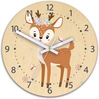 Kinderuhr - Süßer Hirsch Mit Namen, Uhr Zahlen, Geschenk, Lustige Uhr, Kinderuhr, Große Wanduhr 30cm von ModernClock