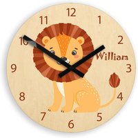 Kinderwanduhr - Löwe Mit Personalizen Namen, Kinderuhr Jungenuhr Mädchenuhr von ModernClock