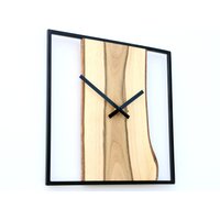 Live Edge 33cm - 12, 99", Walnuss Uhr, Metall Kunst, Industrial, Rustikal, Moderne Stille Uhr Mit 100% Nussbaum Naturholz von ModernClock