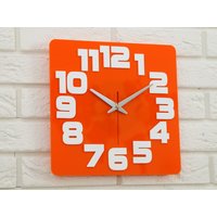 Uhr Wanduhr Orange Moderne Kinderuhr Geschenk Kinderzimmer Wanddekoration Uhren von ModernClock