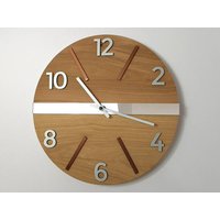 Wanduhr Holzuhr Große Geschenk Wand Dekor Unikat Eiche Uhren Spiegel von ModernClock