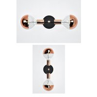 Led Zwei Licht Wandleuchte - Eitelkeit Leuchten Schwarze Rose Gold Oder Custom Finish Gezeigt Mit Kupfer Getaucht Globe Glühbirnen von ModernLightingDesign