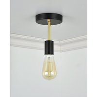 Semi Flush Mount Deckenleuchte - 6" Langen Vorbau Schwarz Und Messing Benutzerdefinierte Industrielle Deckenbefestigung Halb Flush Stem Beleuchtung von ModernLightingDesign