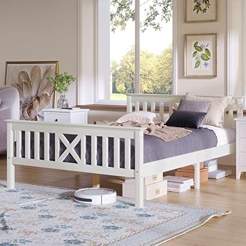 ModernLuxe- Kinderbett Einzelbett/Doppelbett Holzbett Bettgestell mit Lattenrost und Kopfteil Massivholzbett Kiefer Gästebett Bett Jugendbett von ModernLuxe