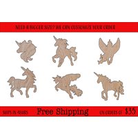 Einhorn Unvollendete Holz Ausschnitte Formen Große & Kleine Größen von ModernMapCutOuts