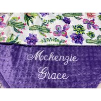 Personalisierte Babydecke Oder Lovey, Kaktus Blüte Minky Decke, Personalisierte Baby Mädchen Decke Personalisierte Babydecke Oder Lovey, Kaktus Blüte Minky Decke, Personalisierte Baby Mädchen Decke von ModernMommaHandmade