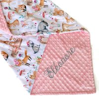 Personalisierte Waldtiere, Babydecke Oder Lovey, Baby Blanket, Girl Blanket Personalisierte Waldtiere, Babydecke Oder Lovey, Baby Blanket, Girl Blanket von ModernMommaHandmade