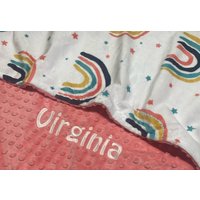Regenbogen Babydecke, Personalisierte Babydecke Oder Lovey, Neugeborenes Mädchen Neugeborene Junge, Baby Shower Geschenk, Baby von ModernMommaHandmade