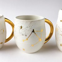 Konstellations-Tasse in Weiß Und Gold - Sternzeichen-Tasse Moderne Schlamm, Gold-Tasse von ModernMud