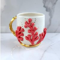 Koralle Becher, Handgemachte 16 Unzen Kaffeetasse, Strandhaus Dekor Koralle Becher, Handgemachte 16 Unzen Kaffeetasse, Strandhaus Dekor von ModernMud