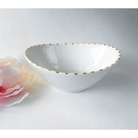 Keramik Weiß & Gold Bio Servierschale, Gastgeschenk, Hochzeit Dekor, Geschirr von ModernMudUpcycled
