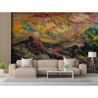 Dunkles Aquarell Peel & Stick Wallpaper, Abstrakte Kunst Abnehmbare Tapete, Bunte Malerei Selbstklebendes Wandbild von ModernMural