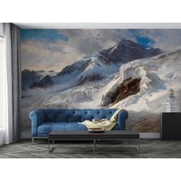 Landschafts-Peel-And-stick-Tapete, Bergmalerei-Entfernbare Tapete, Winter-Schnee-Selbstklebendes Wandbild von ModernMural