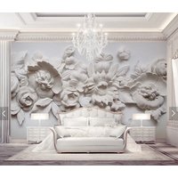 Blumen Tapete Abziehen Und Aufkleben, Große Wand Wandbild, Florales Vinyl Tapete, Leinwand von ModernMuralForYou