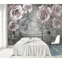 Große Wand Blumen Wandbild, Boho Tapete Abziehen Und Aufkleben, Vinyl Tapete, Leinwand von ModernMuralForYou