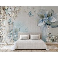 Große Wand Blumen Wandbild, Boho Tapete Abziehen Und Aufkleben, Vinyl Tapete, Leinwand von ModernMuralForYou