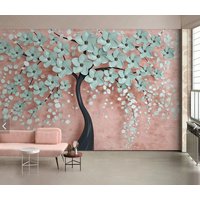 Sakura Baum Tapete Schälen Und Aufkleben, Rosa Tapete, Großes Wand Blumen Wandbild, Florales Vinyl Leinwand von ModernMuralForYou