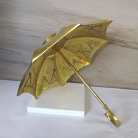 Vintage Massive Messingschale in Form Eines Regenschirms, 6-Pfund-Display Geätzter Messingschirm, Ungewöhnliche Schüssel/12 "H 12" von ModernRelicVintage