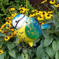 Blaumeise Teelicht Laterne | Metall Vogel Ornament von ModernVintageGiftCo