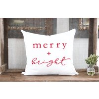 Weihnachtskissen Bezug Merry & Bright Cotton Canvas Weihnachtskissen Bezug Merry & Bright Cotton Canvas von ModernVintageMarket