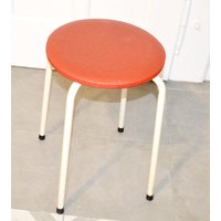 50Er Jahre Vintage Hocker Retro Rot/Weiß Chair Dinner Rockabilly Rockabella Mid Century Fifties von ModernVintageProjekt