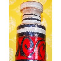 Grosse Vintage Keramik Vase Von Scheurich Mod -205 /32 Fat Lava Design 70Er Jahre Rot /Braun von ModernVintageProjekt