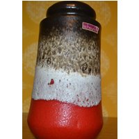 Grosse Vintage Keramik Vase Von Scheurich Mod - 549/27 Fat Lava Design 70Er Jahre Rot /Braun von ModernVintageProjekt