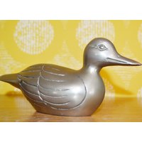 Grosse Vintage Messing Ente 70Er Jahre Design Klassiker Retro Mid Century von ModernVintageProjekt