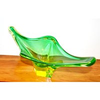 Schöne, Schwere Vintage Xxl Anbietschale Aus Murano Glas Made in Italy Retro Space Age Mid Century Gelb/Grün von ModernVintageProjekt