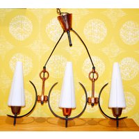 Schöne Vintage Metall /Glas Hängelampe Aus Den 60Er Jahren , Retro Mid Century Shabby Chic Landhausstil von ModernVintageProjekt