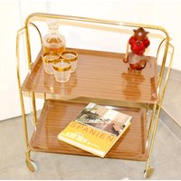 Schöner Eckiger Vintage Servierwagen Dinett Braun /Gold 70Er Jahre Retro Mid Century Shabby Chic Landhausstil von ModernVintageProjekt
