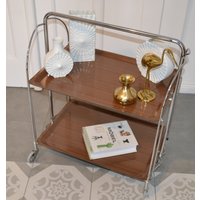 Schöner Eckiger Vintage Servierwagen Dinett Braun /Silber 70Er Jahre Retro Mid Century Shabby Chic Landhausstil von ModernVintageProjekt
