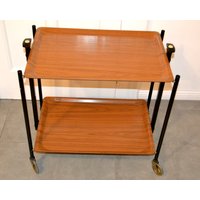 Schöner Eckiger Vintage Servierwagen Klappbar Dinett /Bremshey Braun /Schwarz 70Er Jahre Retro Mid Century Shabby Chic Landhausstil von ModernVintageProjekt