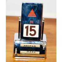 Schöner Ewiger Vintage Kalender Von Gloria Metall Silberfarben 70Er Jahre Retro Mid Century Shabby Chic Landhausstil von ModernVintageProjekt