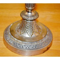 Schöner Großer Schwerer Vintage Kerzenständer Metall Silberfarben 60Er Jahre Shabby Chic Landhausstil Retro Mid Century von ModernVintageProjekt
