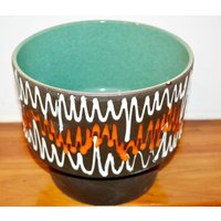 Schöner Vintage Keramik Übertopf 70Er Jahre Blumentopf Bunt Seventies Plant Pot Mid Century Retro von ModernVintageProjekt