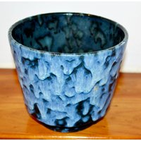 Schöner Vintage Übertopf 70Er Jahre Blumentopf Blau /Schwarz Von Uebelacker Planter Seventies Plant Pot Keramik Mid Century Retro von ModernVintageProjekt