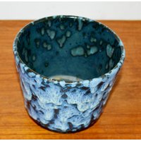 Schöner Vintage Übertopf 70Er Jahre Blumentopf Blau /Schwarz Von Uebelacker Planter Seventies Plant Pot Keramik Mid Century Retro von ModernVintageProjekt
